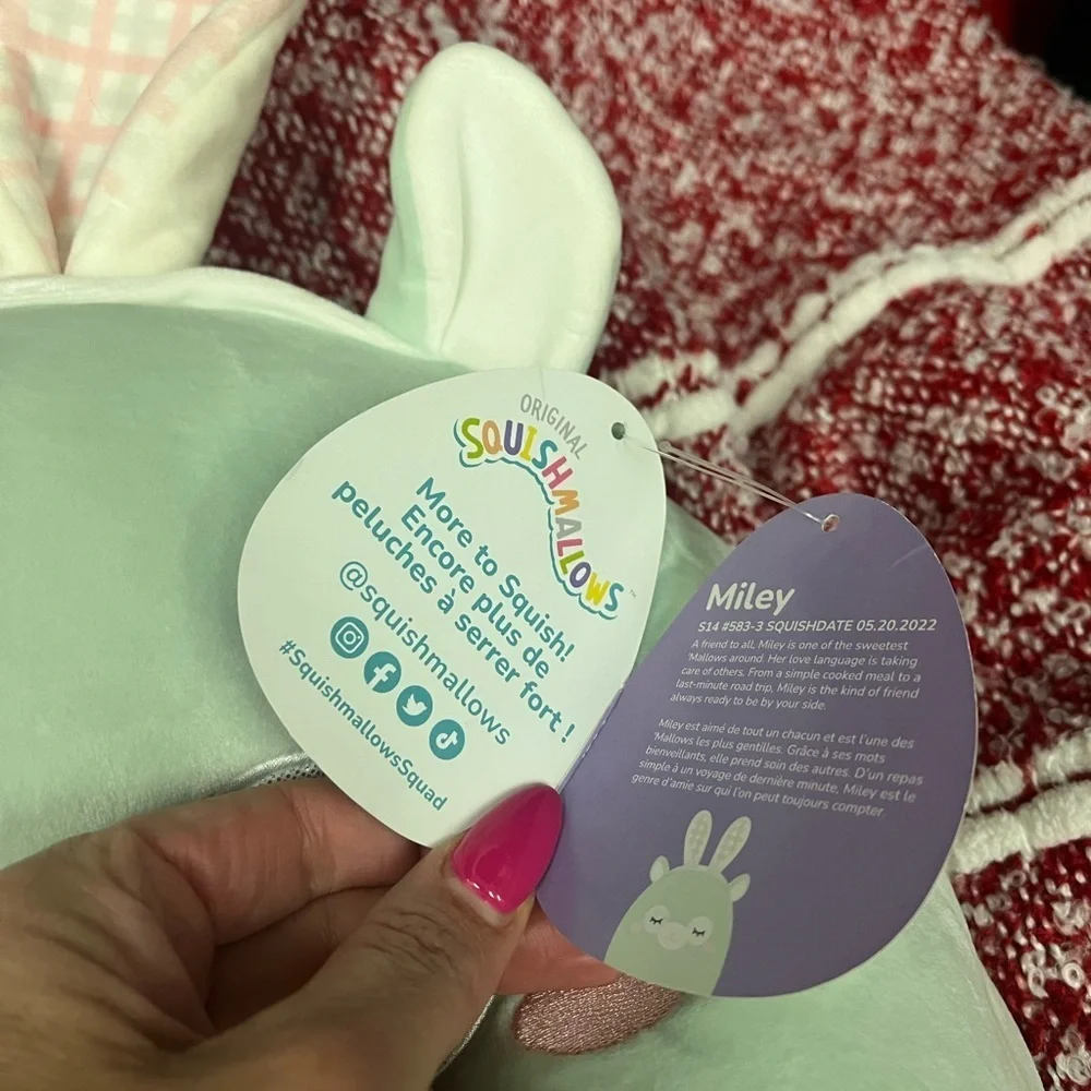 Squishmallows NWT Green Bunny Ears Plush MILEY LLAMA EASTER new mint green